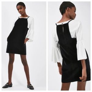 ♟️Topshop MOTO Black Velvet Square Neck Retro Pinafore Mini Dress. Size US 6.